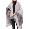 imageWomens Blanket Shawls Wraps Winter Printed Open Front Poncho Cape Plaid Shawls for WomenZ Pink