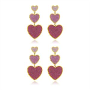image2 PCS Heart Earrings for Concert 80S Heart Drop Earrings for Halloween Valentines DayHot Pink