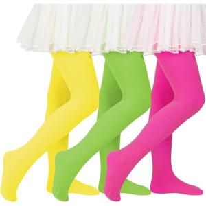 imageAmerican Trends Baby Girls Dance Tights Toddler Footed Ballet Tights StockingsHot Pinklight Greenyellow3 Pairs