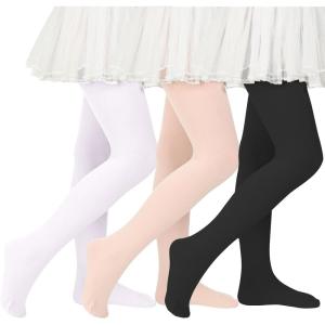 imageAmerican Trends Baby Girls Dance Tights Toddler Footed Ballet Tights StockingsWhiteballet Pinkblack3 Pairs