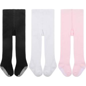 imageAmerican Trends Baby tights with Non Slip Grips Newborn Socks Infant Leggings Ultra Soft Stockings3 Packs a With Grips