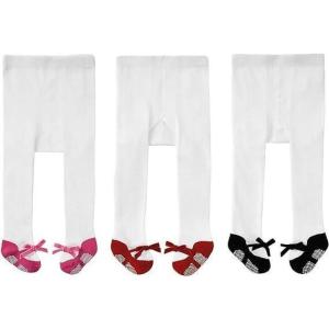 imageAmerican Trends Baby tights with Non Slip Grips Tights3 Pairs  Black Red Hot Pink