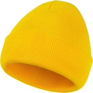 imageAmerican Trends Beanie Hat for Men Women Smile Face Beanies Knit Soft Cute Skull Beanie HatsA Yellow