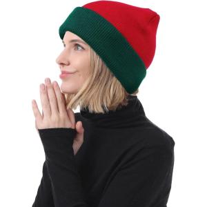 imageAmerican Trends Beanie Hat for Men Women Smile Face Beanies Knit Soft Cute Skull Beanie HatsChristmas Red