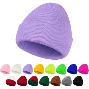 imageAmerican Trends Beanie Hat for Men Women Smile Face Beanies Knit Soft Cute Skull Beanie HatsLight Purple
