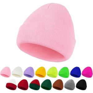 imageAmerican Trends Beanie Hat for Men Women Smile Face Beanies Knit Soft Cute Skull Beanie HatsPink