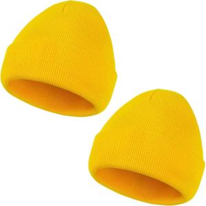 imageAmerican Trends Beanie Hat for Men Women Smile Face Beanies Knit Soft Cute Skull Beanie HatsZ 2 Pack Yellowe