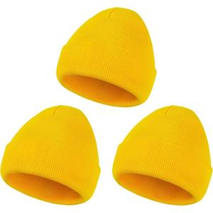 imageAmerican Trends Beanie Hat for Men Women Smile Face Beanies Knit Soft Cute Skull Beanie HatsZ 3 Pack Yellowe