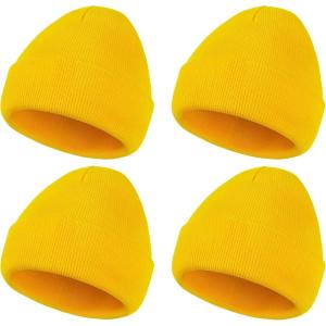 imageAmerican Trends Beanie Hat for Men Women Smile Face Beanies Knit Soft Cute Skull Beanie HatsZ 4 Pack Yellowe