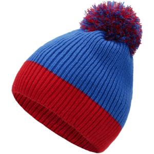 imageAmerican Trends Beanies Women Winter Hats for Women Satin Lined Slouchy Beanie with Pom Pom Warm Cable Knit Snow Ski HatZ Redblueno Lining