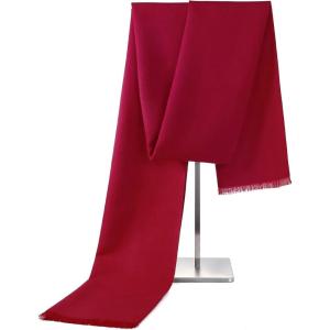 imageAmerican Trends Mens Winter Scarf Cashmere Feel Soft Warm Scarves Winter Gifts for MenSolid Wine Red