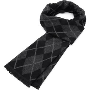imageAmerican Trends Mens Winter Warm Long Soft Scarf Plaid Tassel Scarf for Men Soft Classic ScarvesBlack  Grey Diamond3