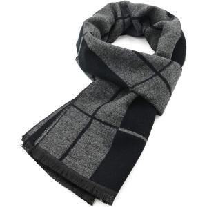 imageAmerican Trends Mens Winter Warm Long Soft Scarf Plaid Tassel Scarf for Men Soft Classic ScarvesBlack