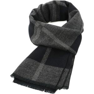 imageAmerican Trends Mens Winter Warm Long Soft Scarf Plaid Tassel Scarf for Men Soft Classic ScarvesBlack Grey Square