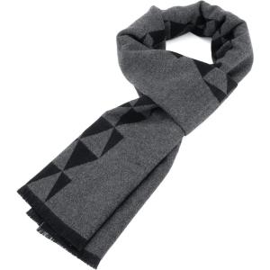 imageAmerican Trends Mens Winter Warm Long Soft Scarf Plaid Tassel Scarf for Men Soft Classic ScarvesBlack Grey Triangle