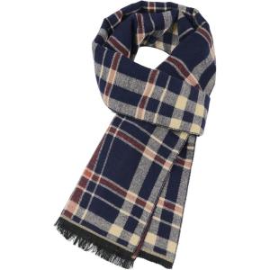 imageAmerican Trends Mens Winter Warm Long Soft Scarf Plaid Tassel Scarf for Men Soft Classic ScarvesNavy  Beige  Red