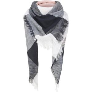 imageAmerican Trends Scarfs for Women Winter Triangle Scarf Classic Plaid Warm Scarf Soft Scarves Knitted Wrap ShawlA Triangle Pink  Black