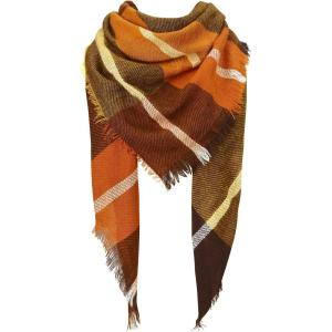 imageAmerican Trends Scarfs for Women Winter Triangle Scarf Classic Plaid Warm Scarf Soft Scarves Knitted Wrap ShawlBrown  Orange