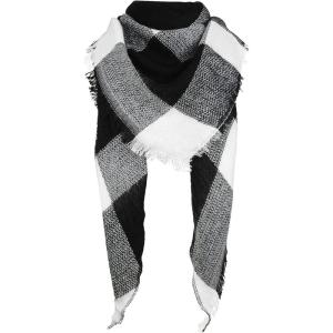 imageAmerican Trends Scarfs for Women Winter Triangle Scarf Classic Plaid Warm Scarf Soft Scarves Knitted Wrap ShawlTriangle Black  White
