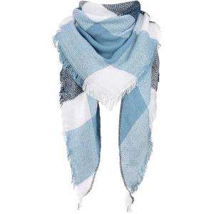 imageAmerican Trends Scarfs for Women Winter Triangle Scarf Classic Plaid Warm Scarf Soft Scarves Knitted Wrap ShawlTriangle Blue  White  Black