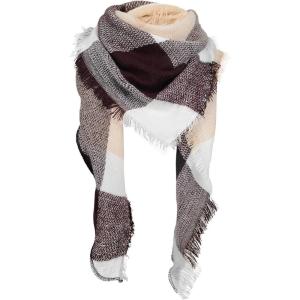imageAmerican Trends Scarfs for Women Winter Triangle Scarf Classic Plaid Warm Scarf Soft Scarves Knitted Wrap ShawlTriangle Brown  Beige  White