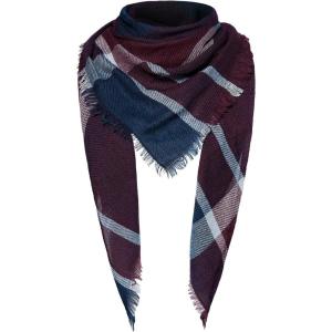 imageAmerican Trends Scarfs for Women Winter Triangle Scarf Classic Plaid Warm Scarf Soft Scarves Knitted Wrap ShawlTriangle Burgundy  Navy