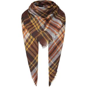 imageAmerican Trends Scarfs for Women Winter Triangle Scarf Classic Plaid Warm Scarf Soft Scarves Knitted Wrap ShawlTriangle Coffee  Brown