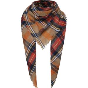 imageAmerican Trends Scarfs for Women Winter Triangle Scarf Classic Plaid Warm Scarf Soft Scarves Knitted Wrap ShawlTriangle Orange  Black
