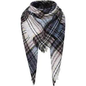 imageAmerican Trends Scarfs for Women Winter Triangle Scarf Classic Plaid Warm Scarf Soft Scarves Knitted Wrap ShawlTriangle Pink  Blue  White