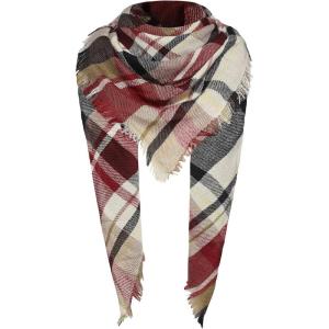imageAmerican Trends Scarfs for Women Winter Triangle Scarf Classic Plaid Warm Scarf Soft Scarves Knitted Wrap ShawlTriangle Red  Beige  Black