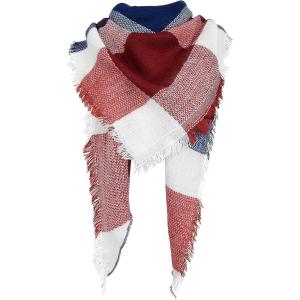 imageAmerican Trends Scarfs for Women Winter Triangle Scarf Classic Plaid Warm Scarf Soft Scarves Knitted Wrap ShawlTriangle Red  White  Blue