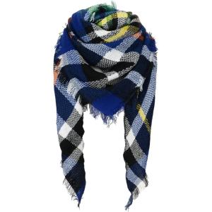 imageAmerican Trends Scarfs for Women Winter Triangle Scarf Classic Plaid Warm Scarf Soft Scarves Knitted Wrap ShawlTriangle Striped Blue  Black  White