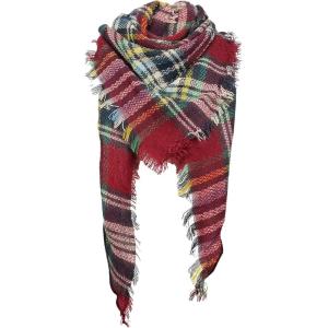 imageAmerican Trends Scarfs for Women Winter Triangle Scarf Classic Plaid Warm Scarf Soft Scarves Knitted Wrap ShawlTriangle Striped Burgundy  Beige