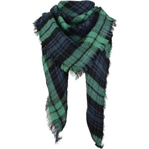 imageAmerican Trends Scarfs for Women Winter Triangle Scarf Classic Plaid Warm Scarf Soft Scarves Knitted Wrap ShawlTriangle Striped Green  Blue  Black
