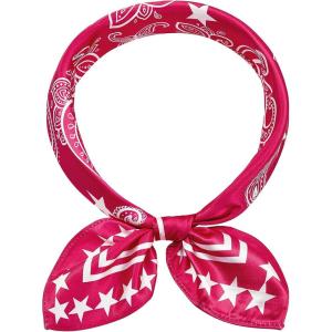 imageAmerican Trends Women Silk Feeling Scarf Satin Head Scarves Square Satin Scarf Wrap Neck Scarf Lightweight Silk Like Bandana20 Rose Red Star