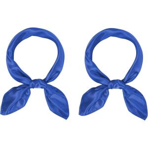 imageAmerican Trends Women Silk Feeling Scarf Satin Head Scarves Square Satin Scarf Wrap Neck Scarf Lightweight Silk Like BandanaZ 2 Pack Blue