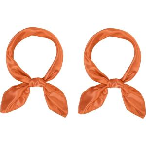imageAmerican Trends Women Silk Feeling Scarf Satin Head Scarves Square Satin Scarf Wrap Neck Scarf Lightweight Silk Like BandanaZ 2 Pack Orange