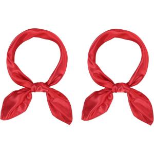 imageAmerican Trends Women Silk Feeling Scarf Satin Head Scarves Square Satin Scarf Wrap Neck Scarf Lightweight Silk Like BandanaZ 2 Pack Red