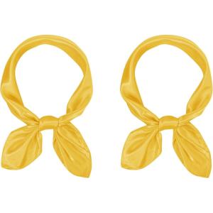 imageAmerican Trends Women Silk Feeling Scarf Satin Head Scarves Square Satin Scarf Wrap Neck Scarf Lightweight Silk Like BandanaZ 2 Pack Yellow