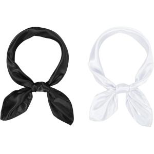 imageAmerican Trends Women Silk Feeling Scarf Satin Head Scarves Square Satin Scarf Wrap Neck Scarf Lightweight Silk Like BandanaZ Black White