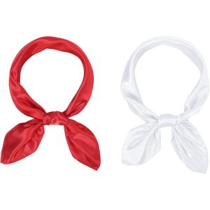 imageAmerican Trends Women Silk Feeling Scarf Satin Head Scarves Square Satin Scarf Wrap Neck Scarf Lightweight Silk Like BandanaZ Red White