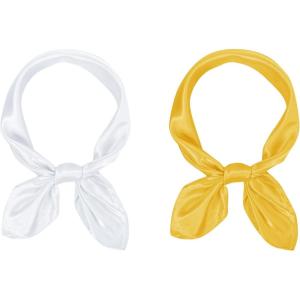 imageAmerican Trends Women Silk Feeling Scarf Satin Head Scarves Square Satin Scarf Wrap Neck Scarf Lightweight Silk Like BandanaZ Yellow White