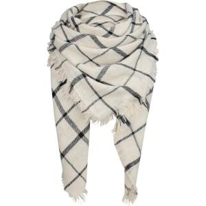 imageAmerican Trends Womens Cozy Warm Winter Fall Blanket Scarf Stylish Soft Chunky Checked Giant Scarves ShawlsBeige Black Square