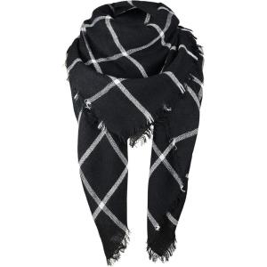 imageAmerican Trends Womens Cozy Warm Winter Fall Blanket Scarf Stylish Soft Chunky Checked Giant Scarves ShawlsBlack