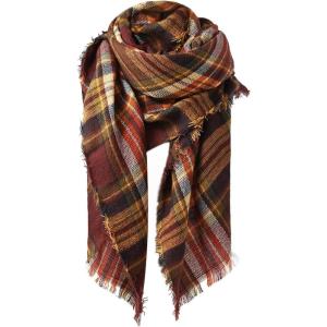 imageAmerican Trends Womens Cozy Warm Winter Fall Blanket Scarf Stylish Soft Chunky Checked Giant Scarves ShawlsCoffee Warm
