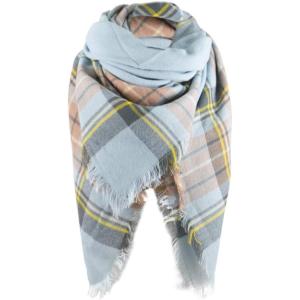 imageAmerican Trends Womens Cozy Warm Winter Fall Blanket Scarf Stylish Soft Chunky Checked Giant Scarves ShawlsFresh Blue