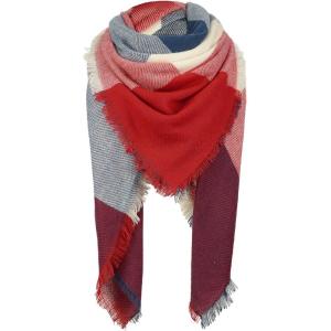 imageAmerican Trends Womens Cozy Warm Winter Fall Blanket Scarf Stylish Soft Chunky Checked Giant Scarves ShawlsRed Navy