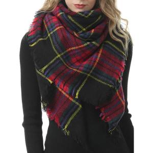 imageAmerican Trends Womens Cozy Warm Winter Fall Blanket Scarf Stylish Soft Chunky Checked Giant Scarves ShawlsRed Yellow