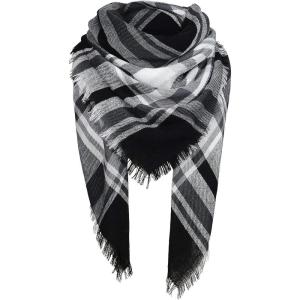 imageAmerican Trends Womens Cozy Warm Winter Fall Blanket Scarf Stylish Soft Chunky Checked Giant Scarves ShawlsWhite Black Scarf