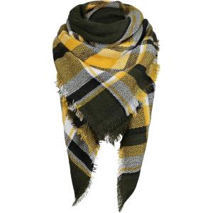 imageAmerican Trends Womens Cozy Warm Winter Fall Blanket Scarf Stylish Soft Chunky Checked Giant Scarves ShawlsYellow  Green